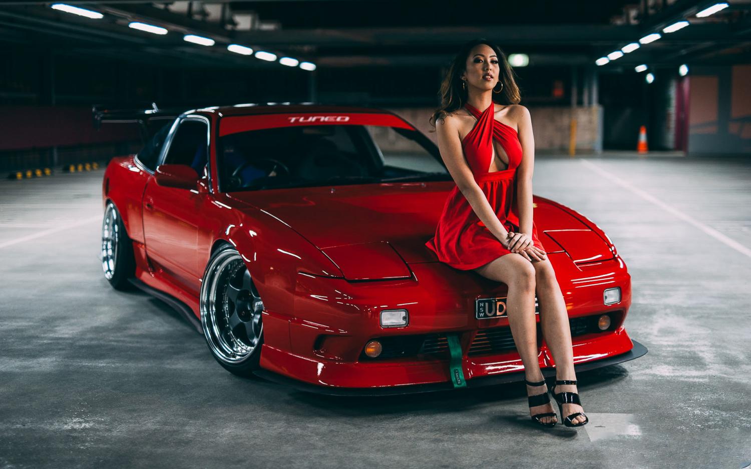 「资源组」nissan 180sx 改装车美女模特宽屏壁纸